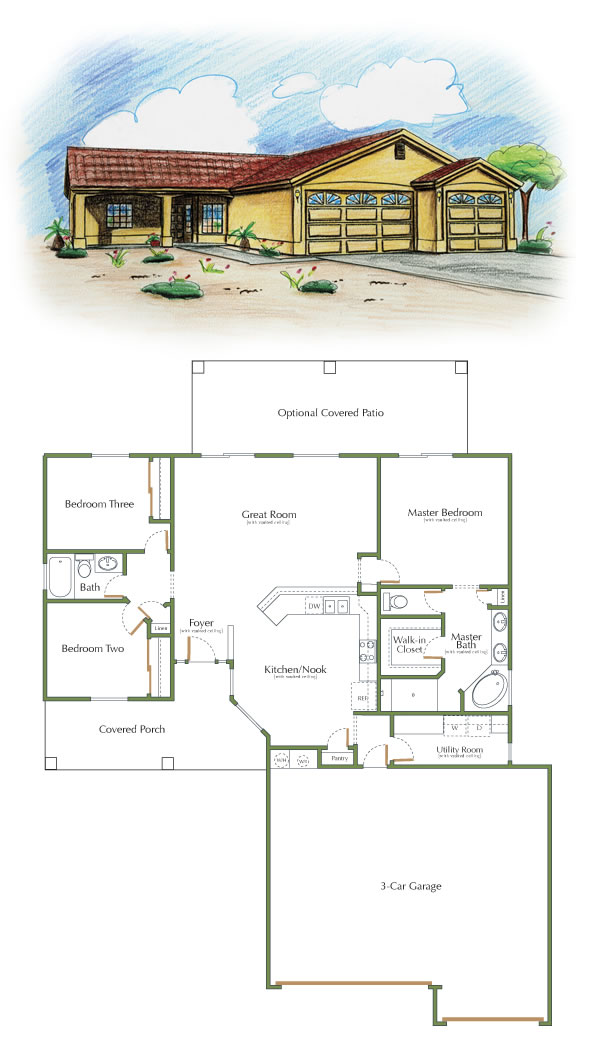 Model Everest I with 3-car garage